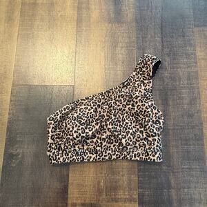 Albion One Shoulder Leopard Bikini Top Size Small